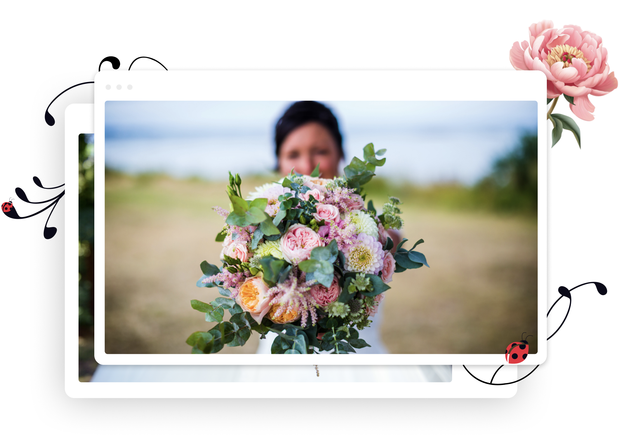Mariée tenant un bouquet de fleurs réalisé par Coccinelle
